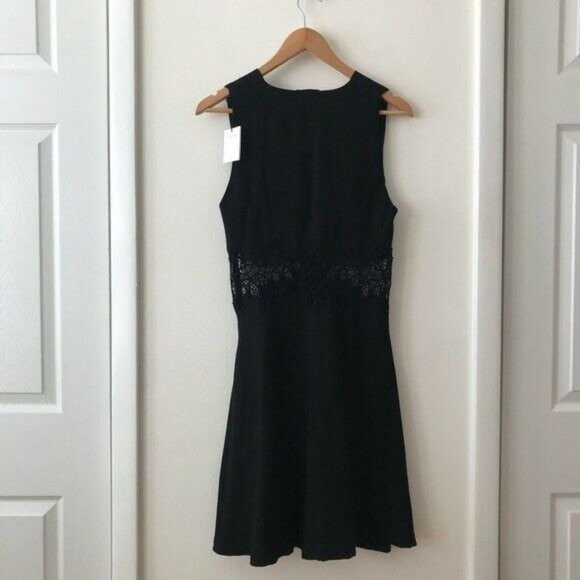 Sandro Elena Flared Guipure Lace Panel Crepe Mini Dress - Picture 5 of 6